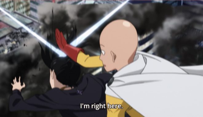 Saitama usually defeats his opponents with little effort and doesn't get riled up